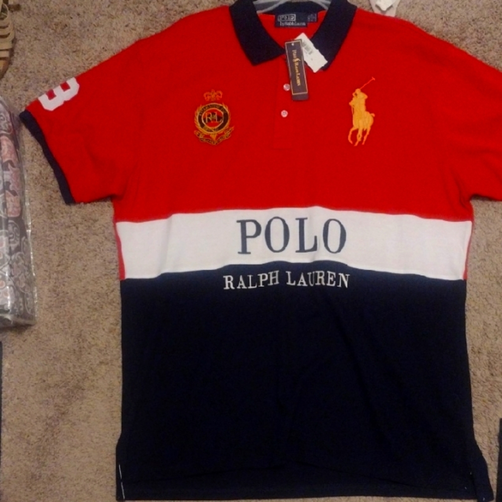 Ralph Lauren Men's Polo in Red, White, and Navy